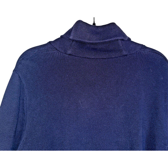 Lauren Ralph Lauren Sz XL Shawl Neck Sweater Nautical Cozy Navy &‎ Gold - Picture 11 of 12